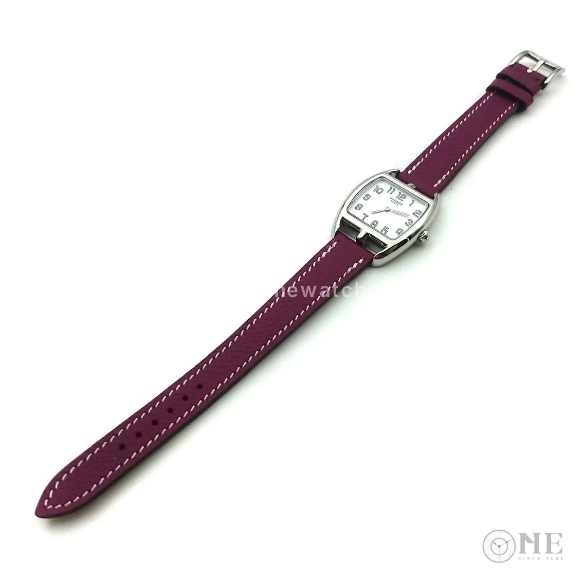 Cape Cod Tonneau Steel on Violet Epsom Leather Strap