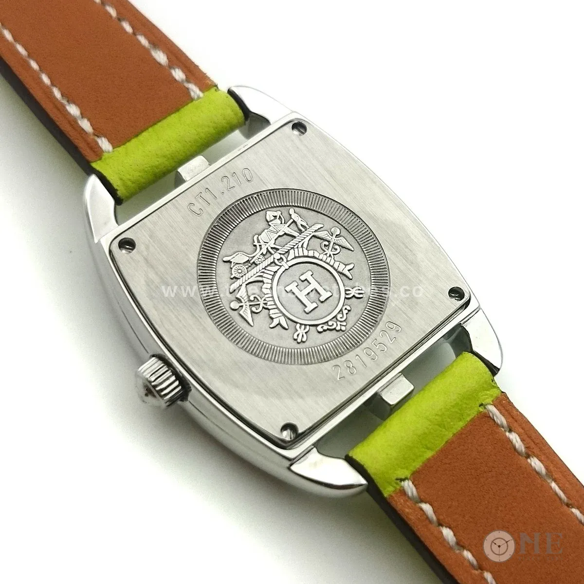 Cape Cod Tonneau Steel with Diamond Bezel on Green Epsom Leather Strap