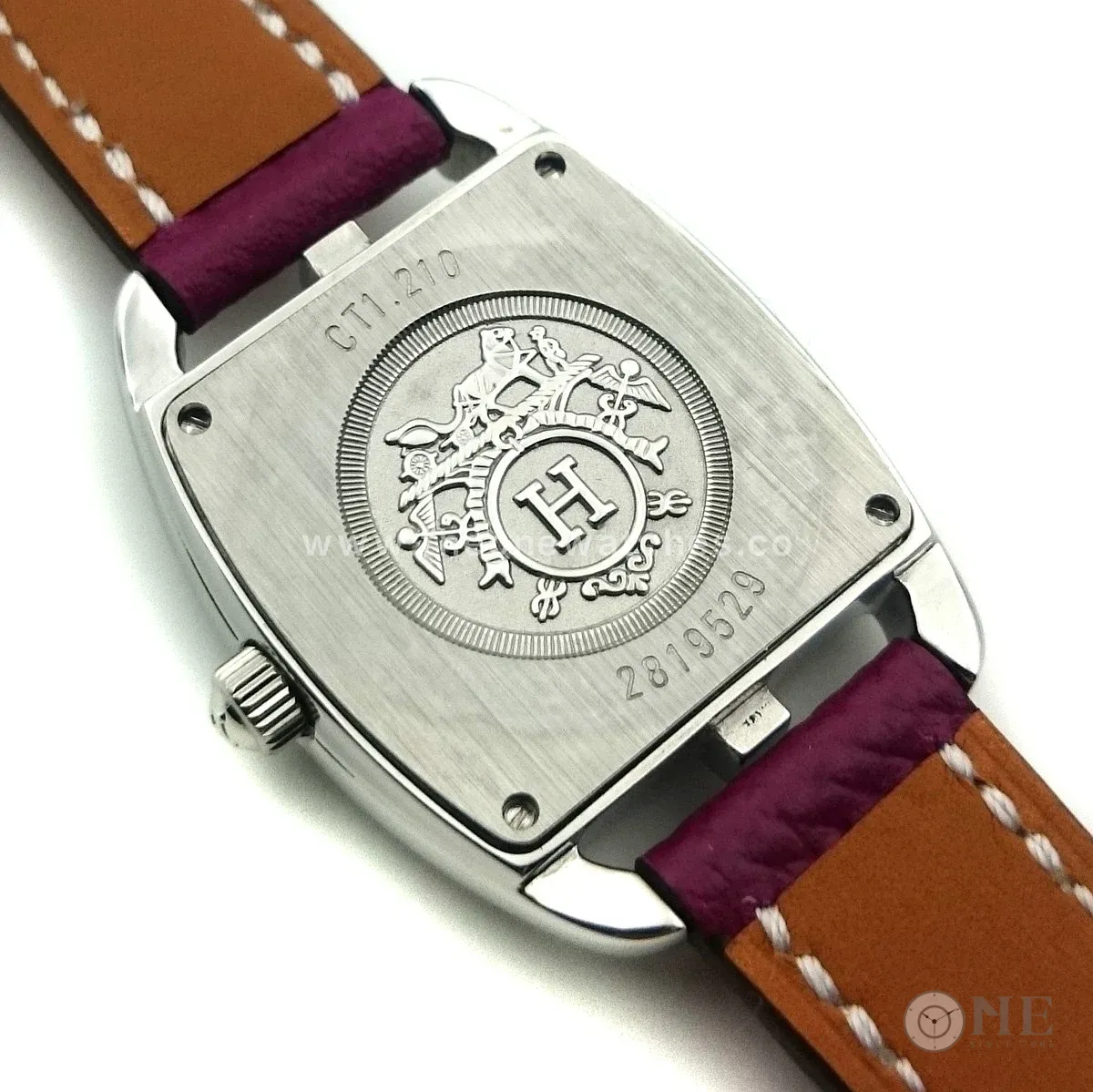 Cape Cod Tonneau Steel with Diamond Bezel on Violet Epsom Leather Strap
