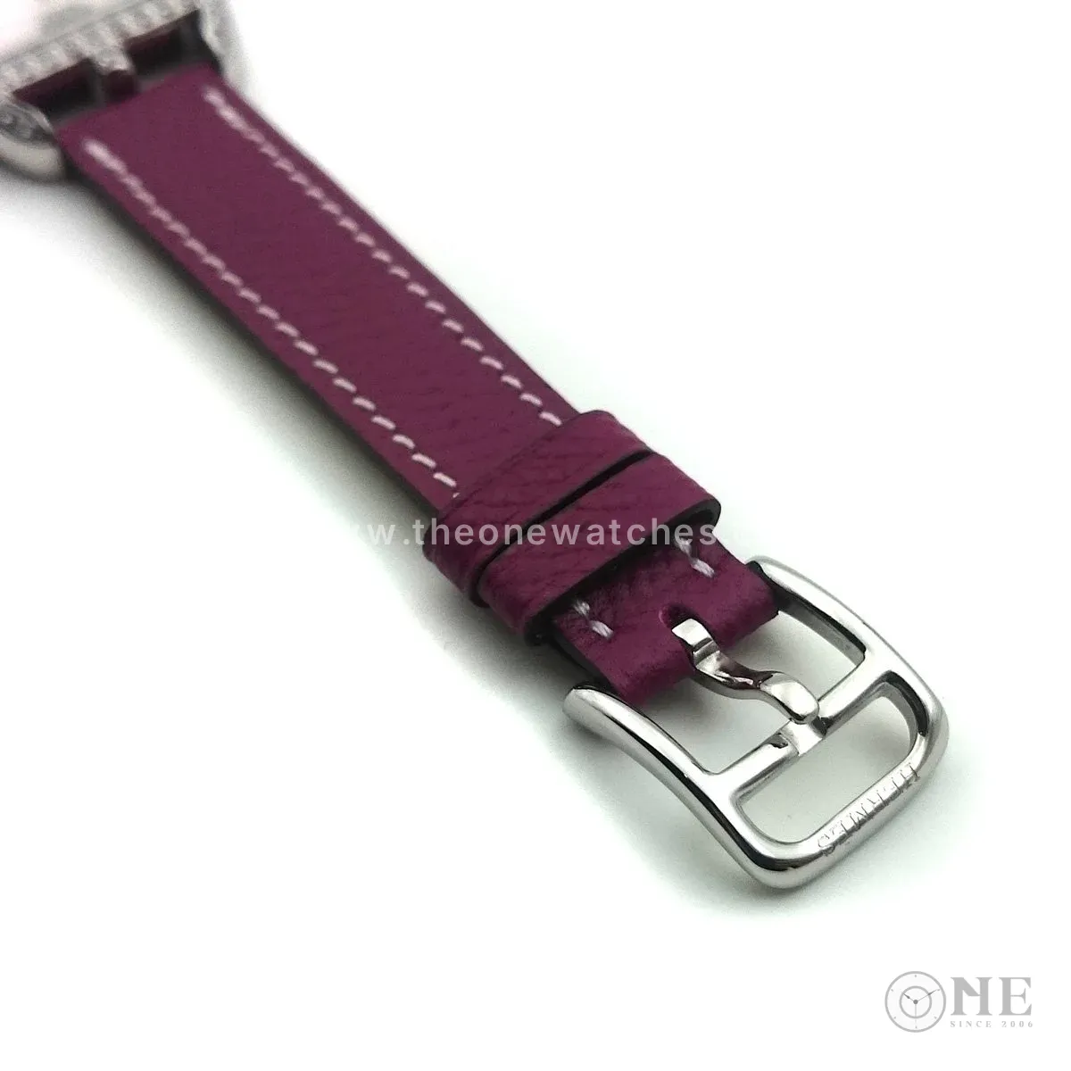 Cape Cod Tonneau Steel with Diamond Bezel on Violet Epsom Leather Strap