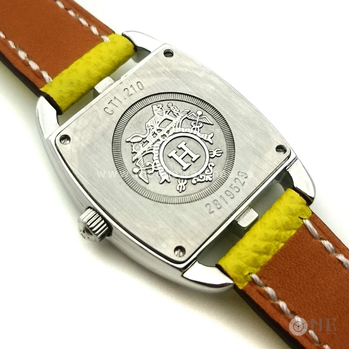 Cape Cod Tonneau Steel with Diamond Bezel on Yellow Epsom Leather Strap