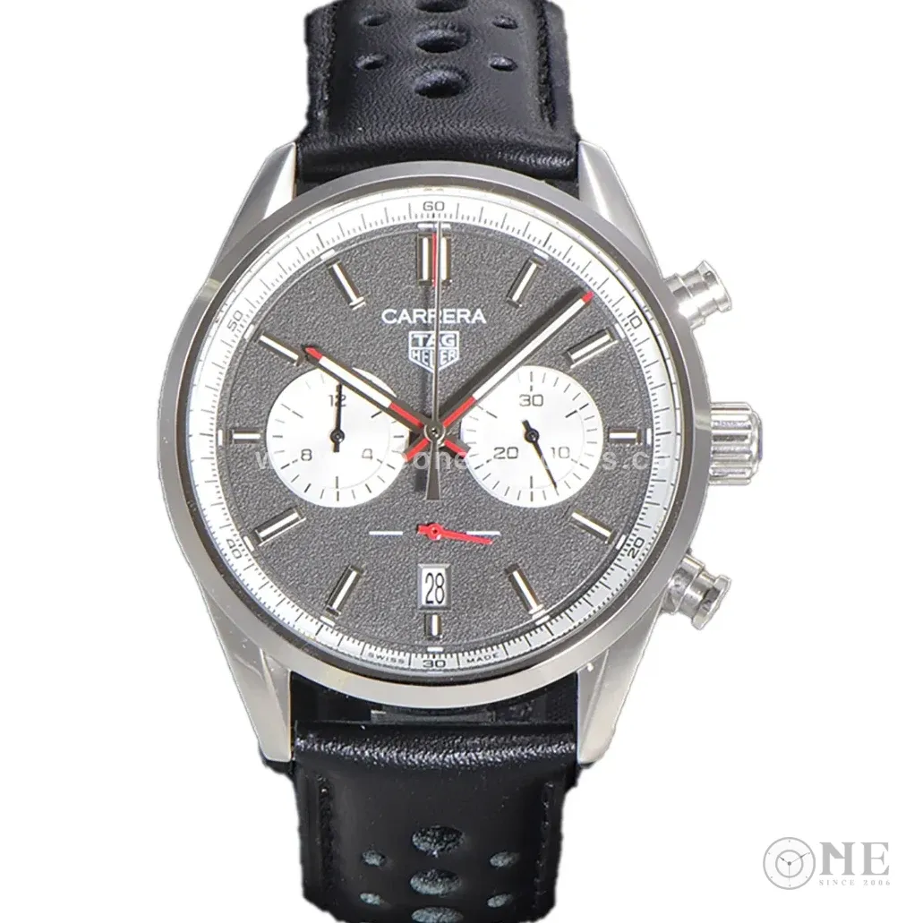 Carrera Chronograph 43 Grey Dial on Leather Strap