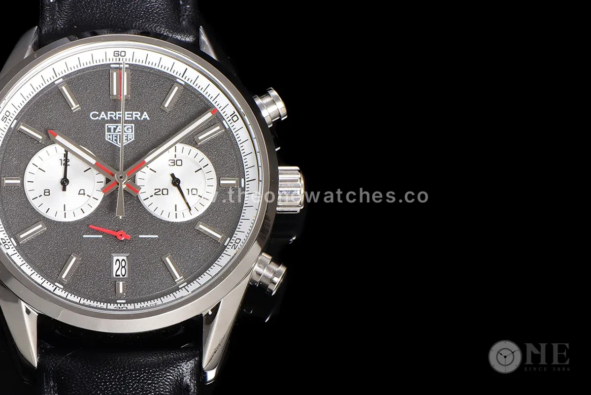 Carrera Chronograph 43 Grey Dial on Leather Strap
