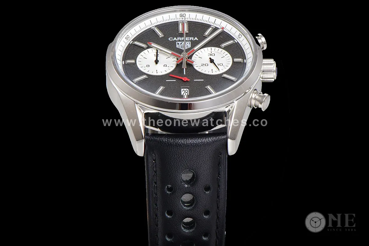 Carrera Chronograph 43 Grey Dial on Leather Strap