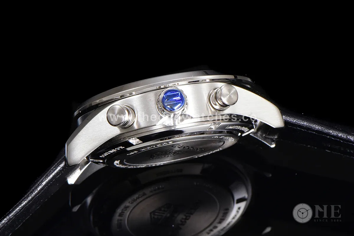 Carrera Chronograph 43 White Dial on Leather Strap