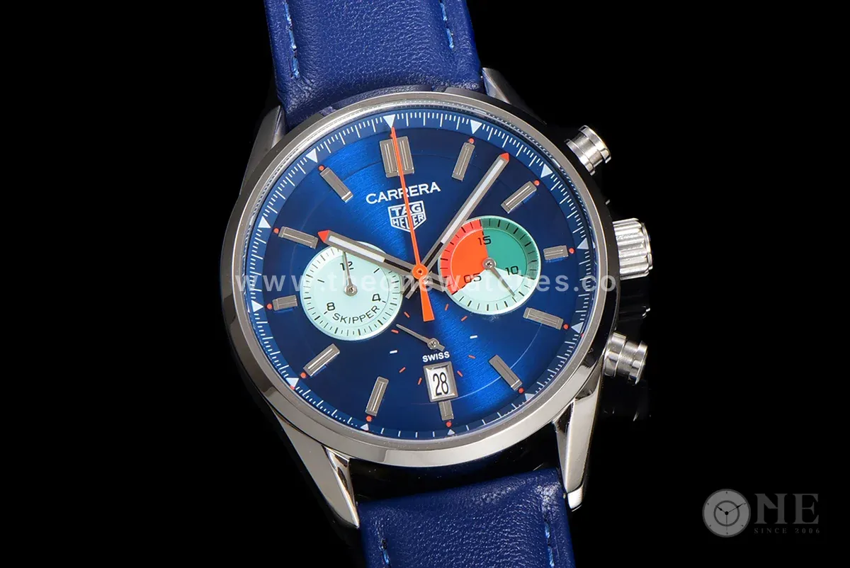 Carrera Skipper 39 Blue Dial on Leather Strap