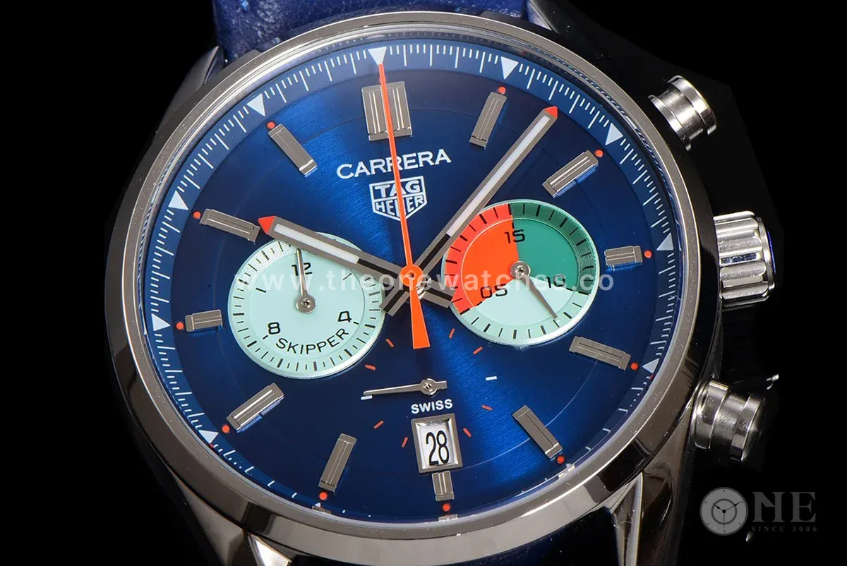 Carrera Skipper 39 Blue Dial on Leather Strap