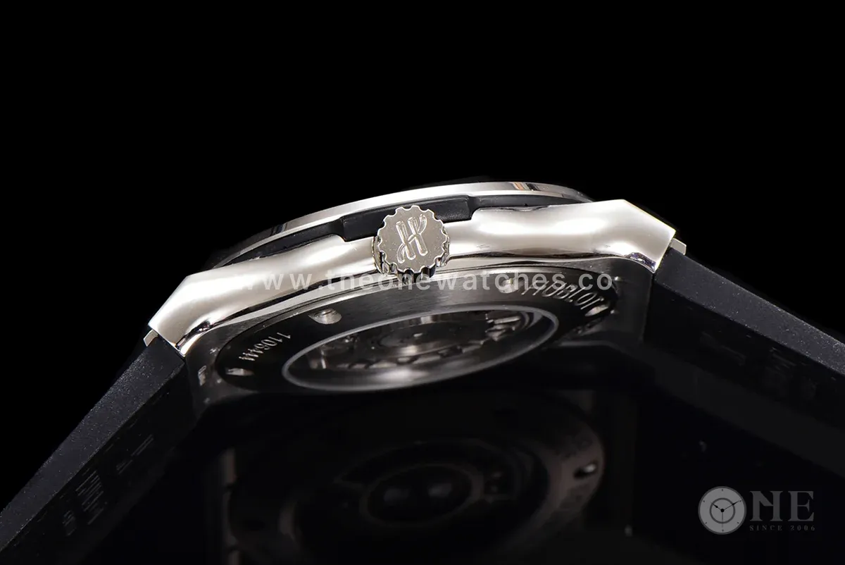 Classic Fusion Automatic 42mm Diamond Paved Dial in Steel on Black Leather Strap