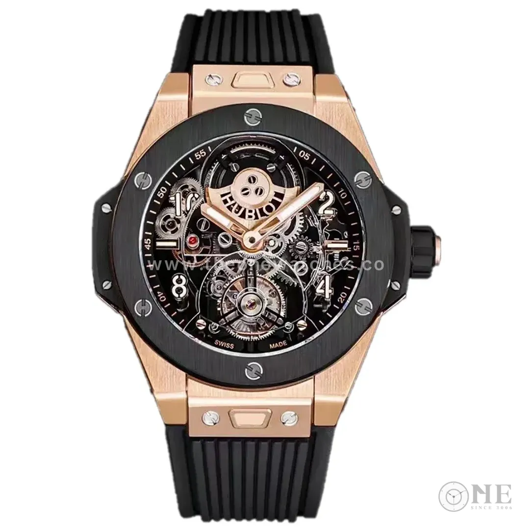 Classic Fusion Tourbillon 45mm with Ceramic Bezel Skeleton Dial in Rose Gold