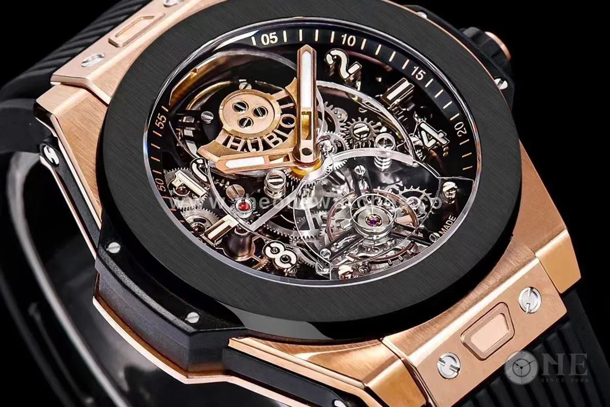 Classic Fusion Tourbillon 45mm with Ceramic Bezel Skeleton Dial in Rose Gold