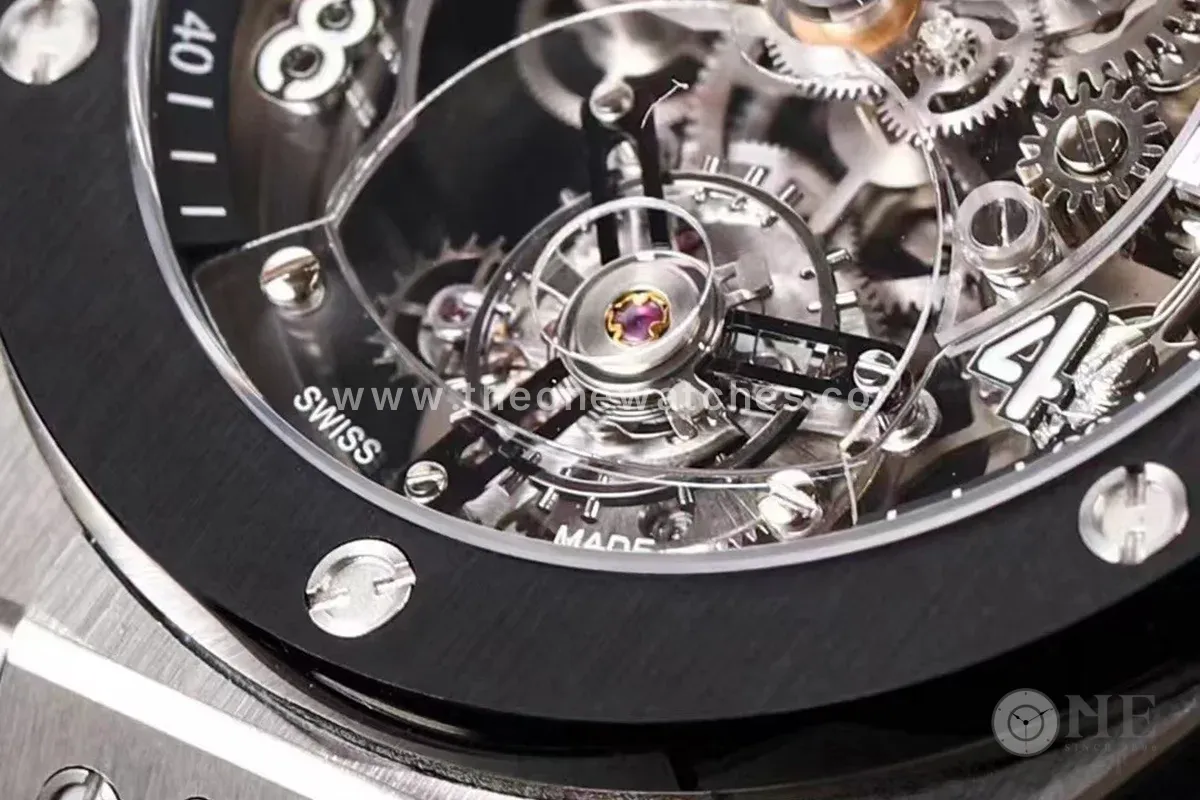 Classic Fusion Tourbillon 45mm with Ceramic Bezel Skeleton Dial in Steel