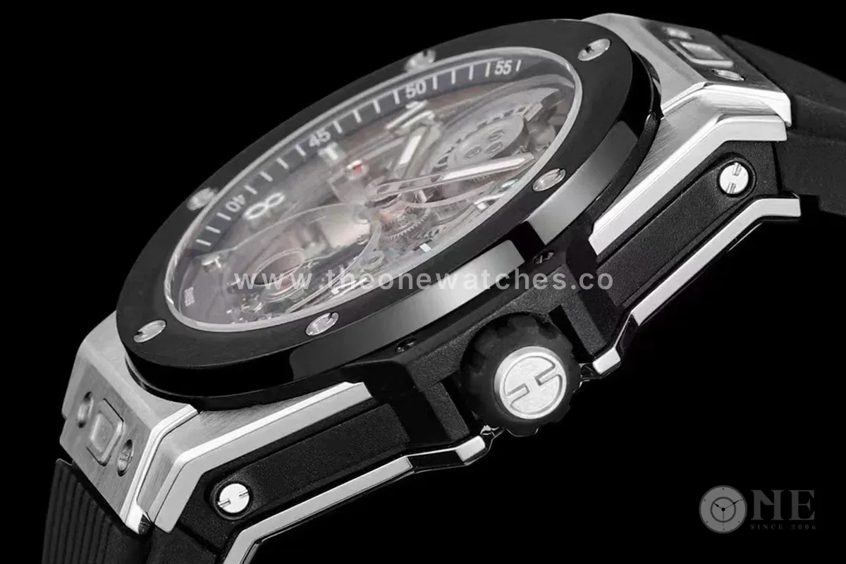 Classic Fusion Tourbillon 45mm with Ceramic Bezel Skeleton Dial in Steel