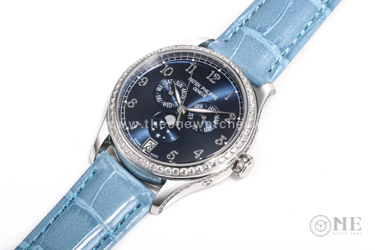 Complications 4948G Annual Calendar Moonphase Blue Dial in White Gold on Leather Strap