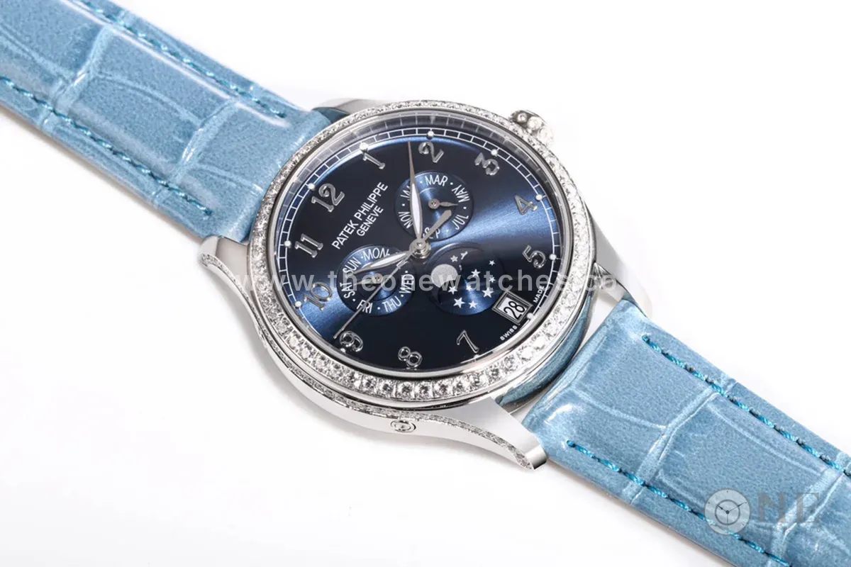 Complications 4948G Annual Calendar Moonphase Blue Dial in White Gold on Leather Strap