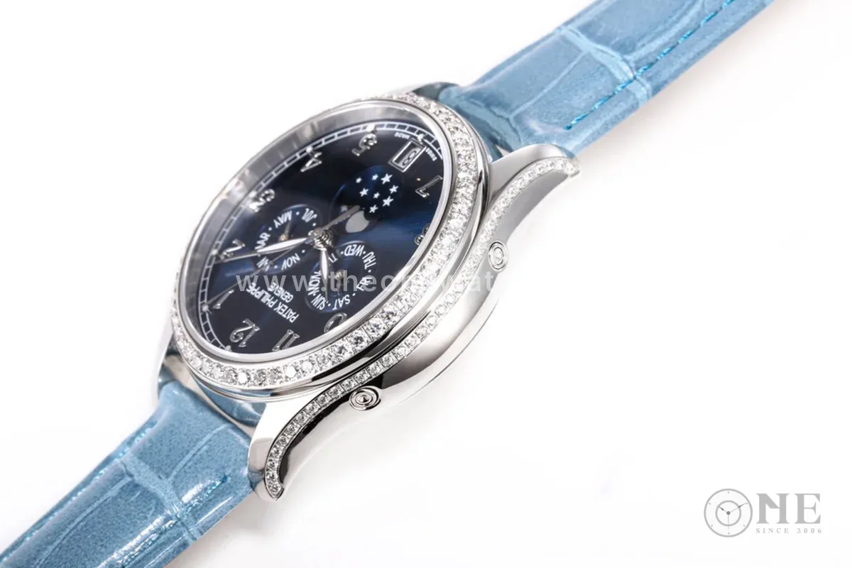 Complications 4948G Annual Calendar Moonphase Blue Dial in White Gold on Leather Strap
