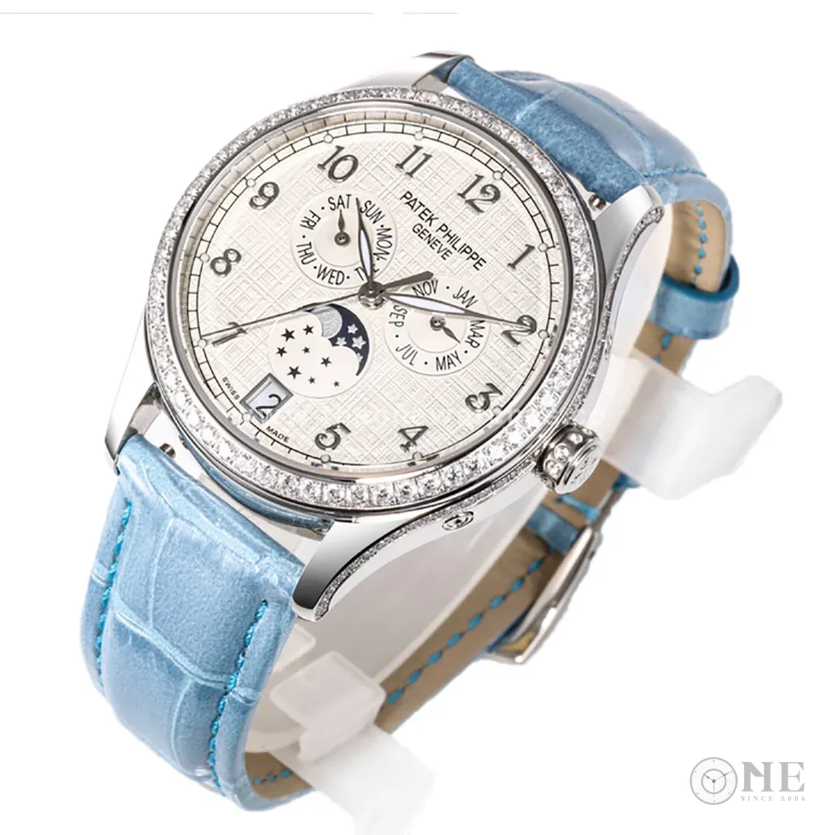 Complications 4948G Annual Calendar Moonphase White Dial in White Gold on Leather Strap