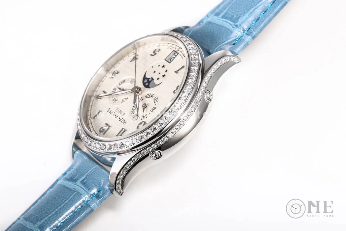 Complications 4948G Annual Calendar Moonphase White Dial in White Gold on Leather Strap