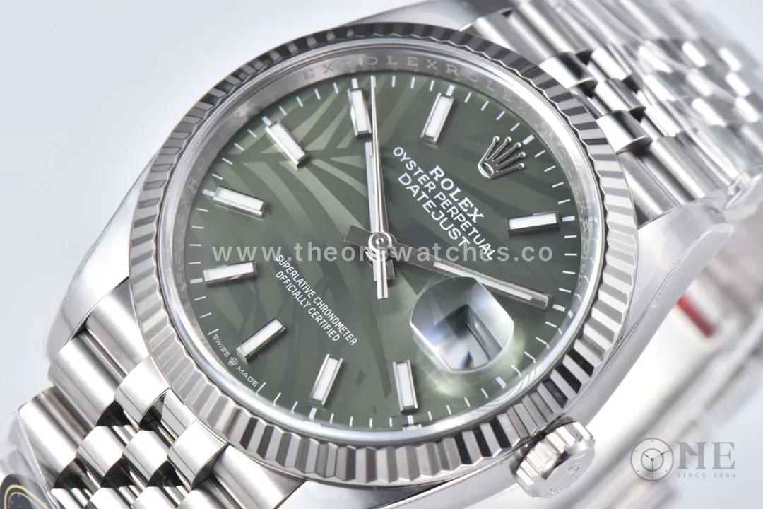 Datejust 36 126334 Olive Green Dial Stick on Jubilee Bracelet