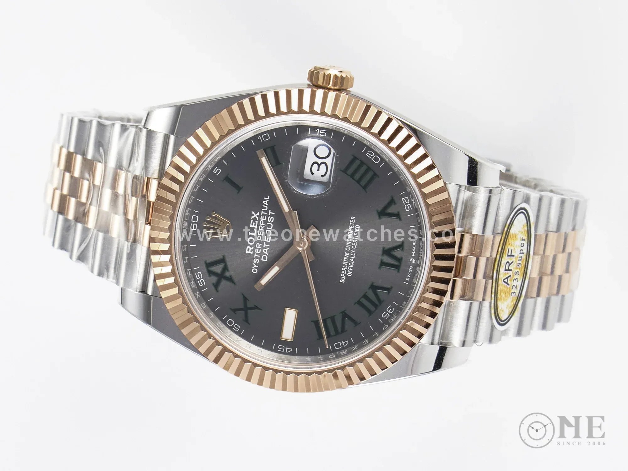DateJust 41 126331 ARF 1:1 Best Edition 904L Steel Gray Dial Green Roman Marker on SS/RG Jubilee Bracelet SH3235(Gain Weight)