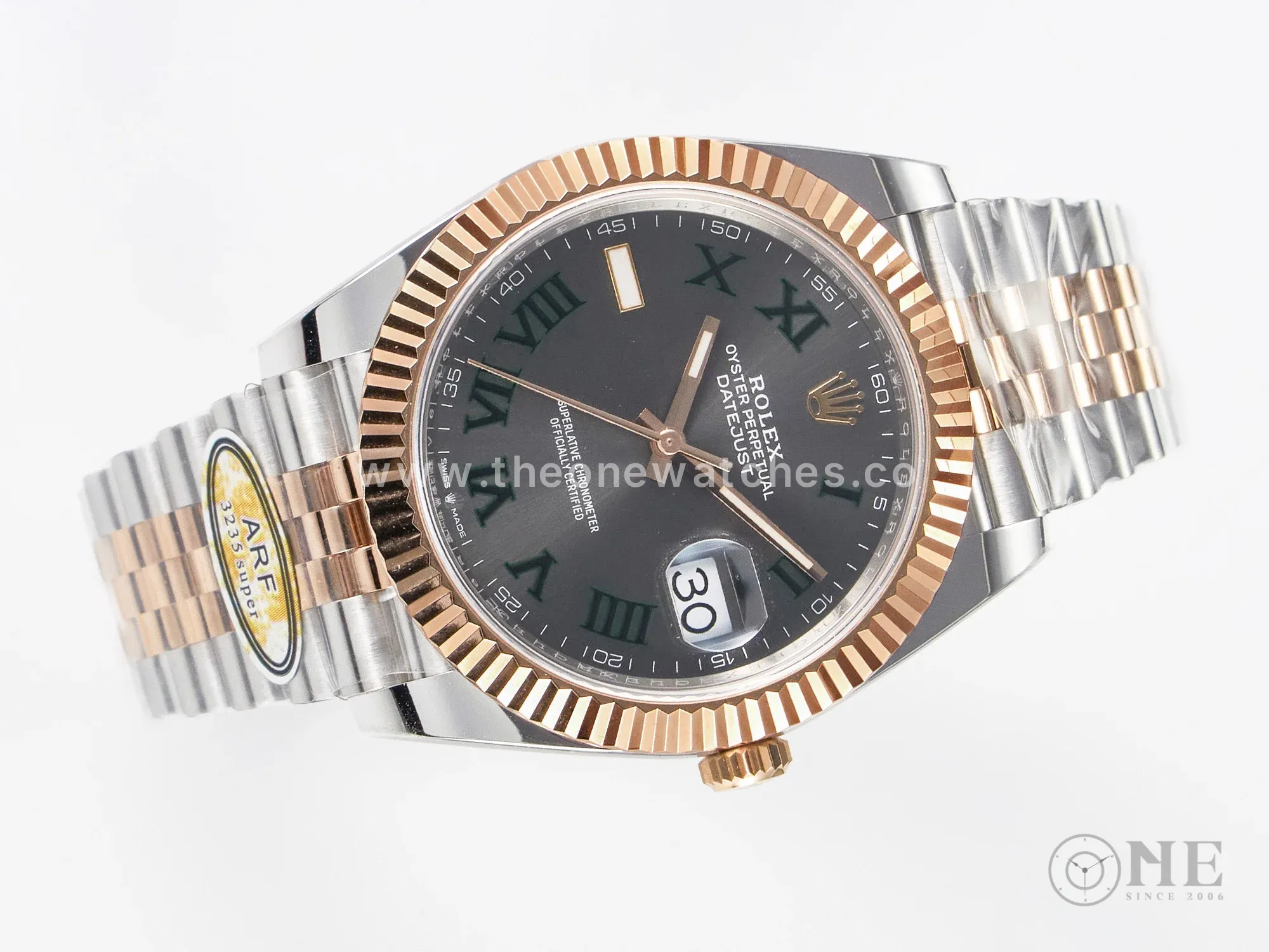 DateJust 41 126331 ARF 1:1 Best Edition 904L Steel Gray Dial Green Roman Marker on SS/RG Jubilee Bracelet SH3235(Gain Weight)