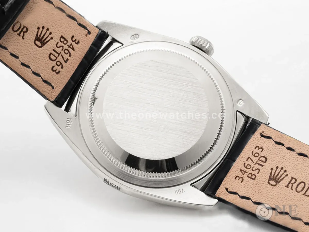 Day-Date 36 Blue Dial in White Gold on Leather Strap