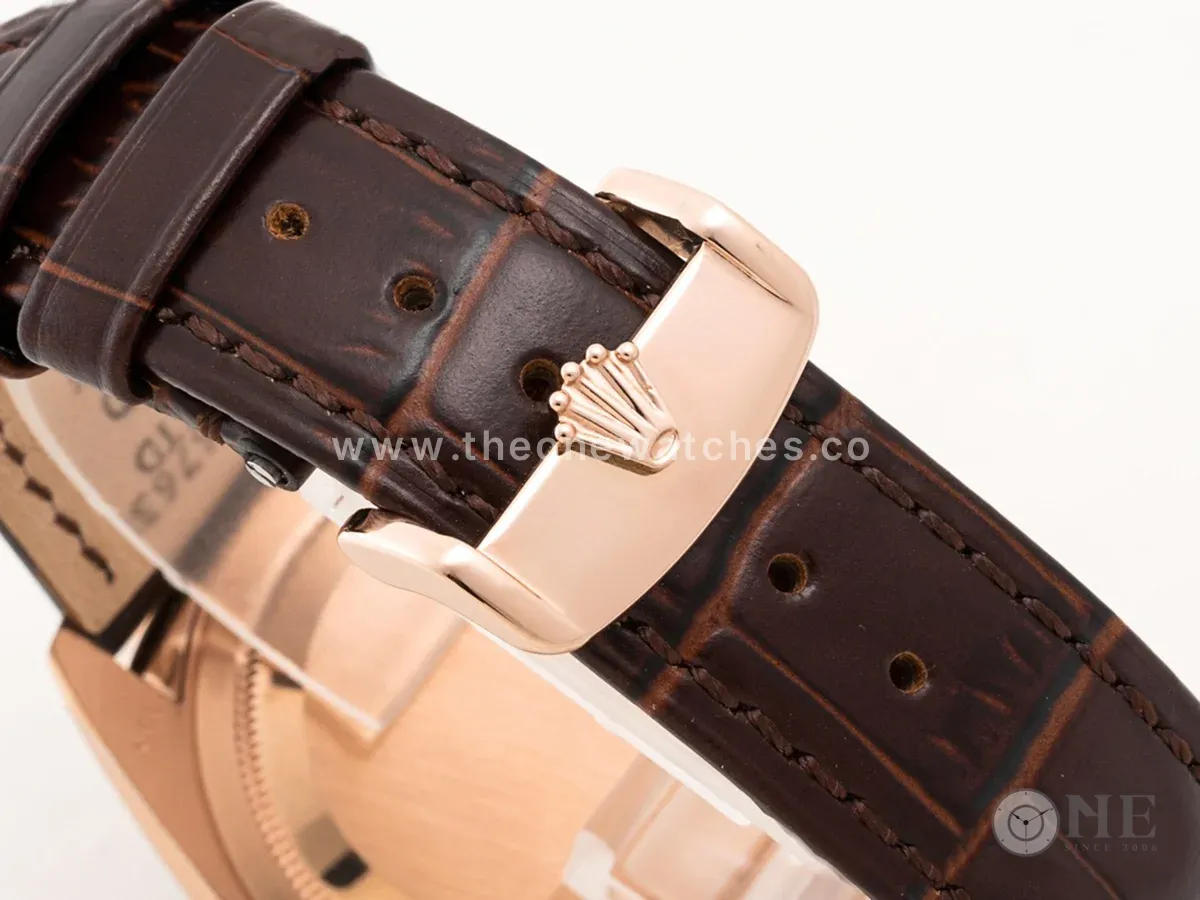 Day-Date 36 Brown Dial in Rose Gold on Leather Strap