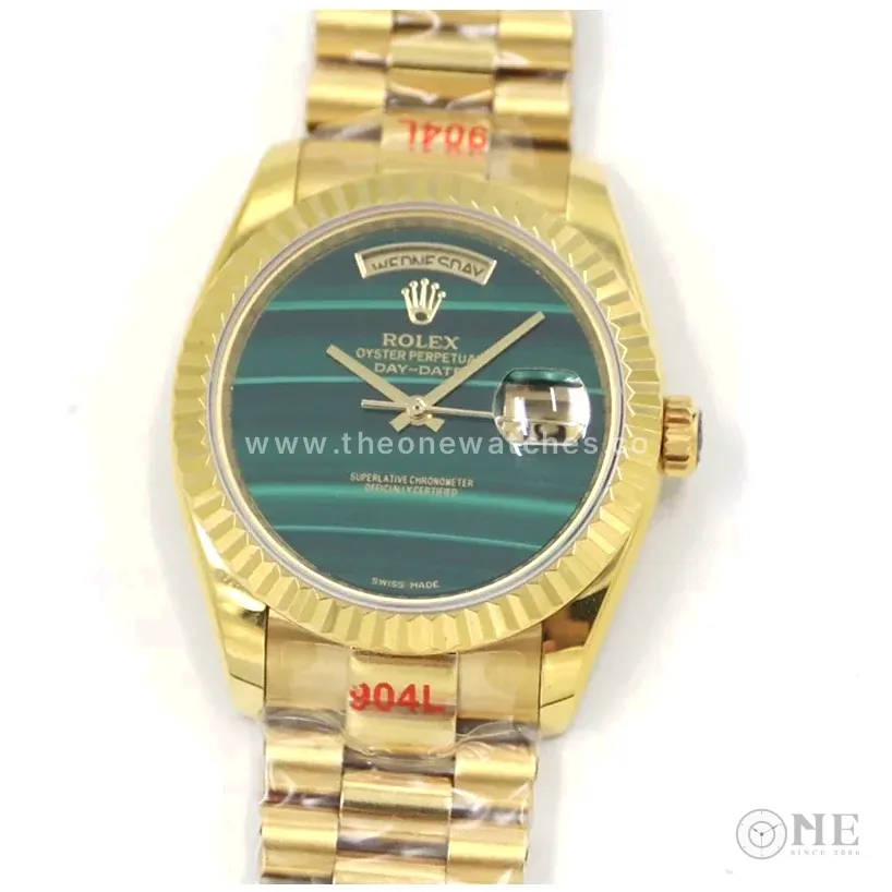 Daydate 36 128238 Malachite Dial in Yellow Gold