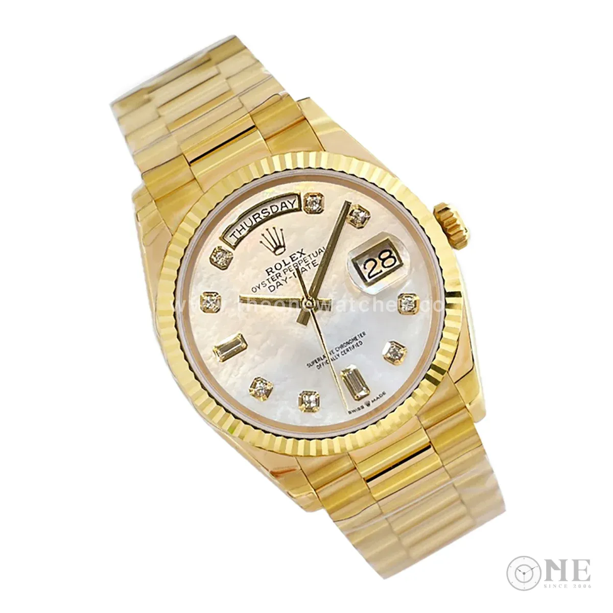 Daydate 36 128238 MOP Dial in Yellow Gold