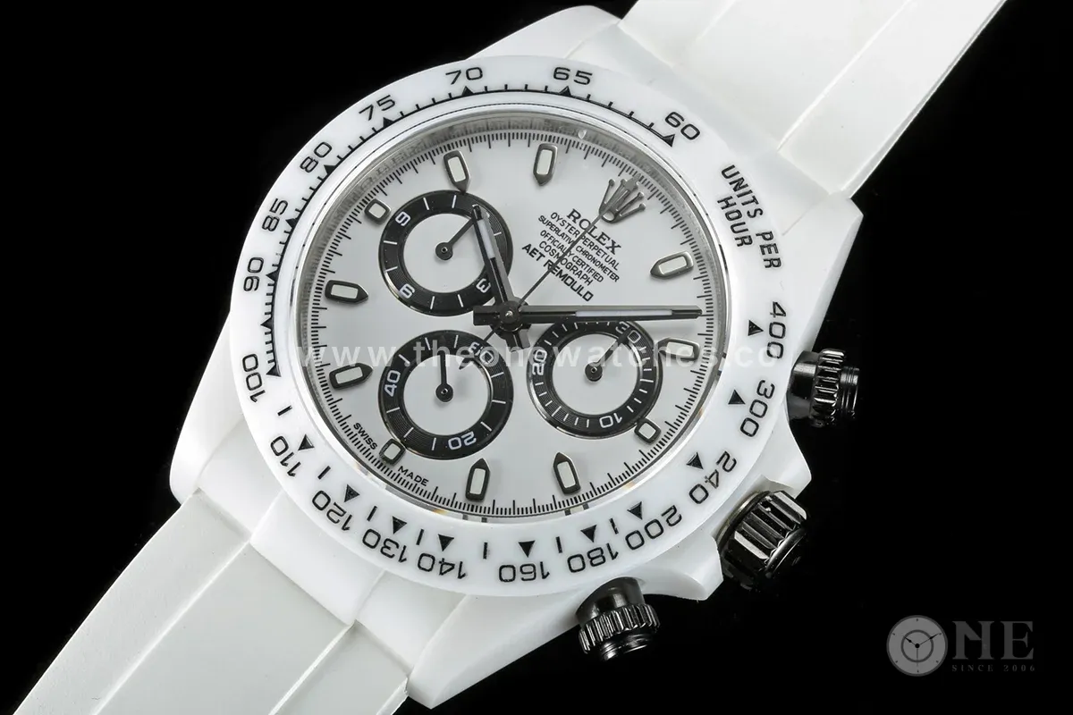 Daytona AET White Classic on Rubber Strap
