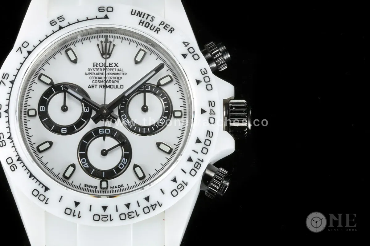 Daytona AET White Classic on Rubber Strap