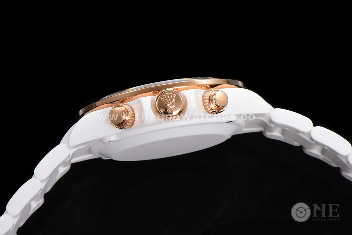 Daytona Black Dial with Rainbow Bezel in White Ceramic