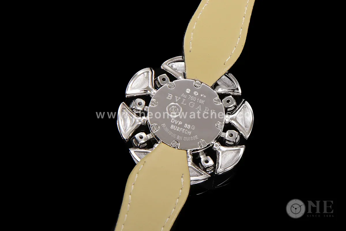 Diva’s Dream Jewellery Watch Diamond Paved Dial in White Dial on Black Leather Strap