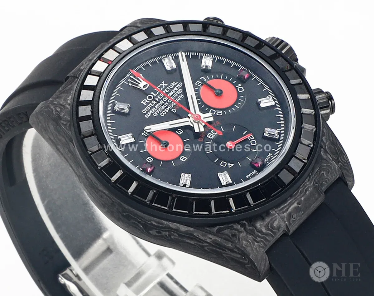 DIW Daytona Rainbow Black Carbon with Black Rubber Strap