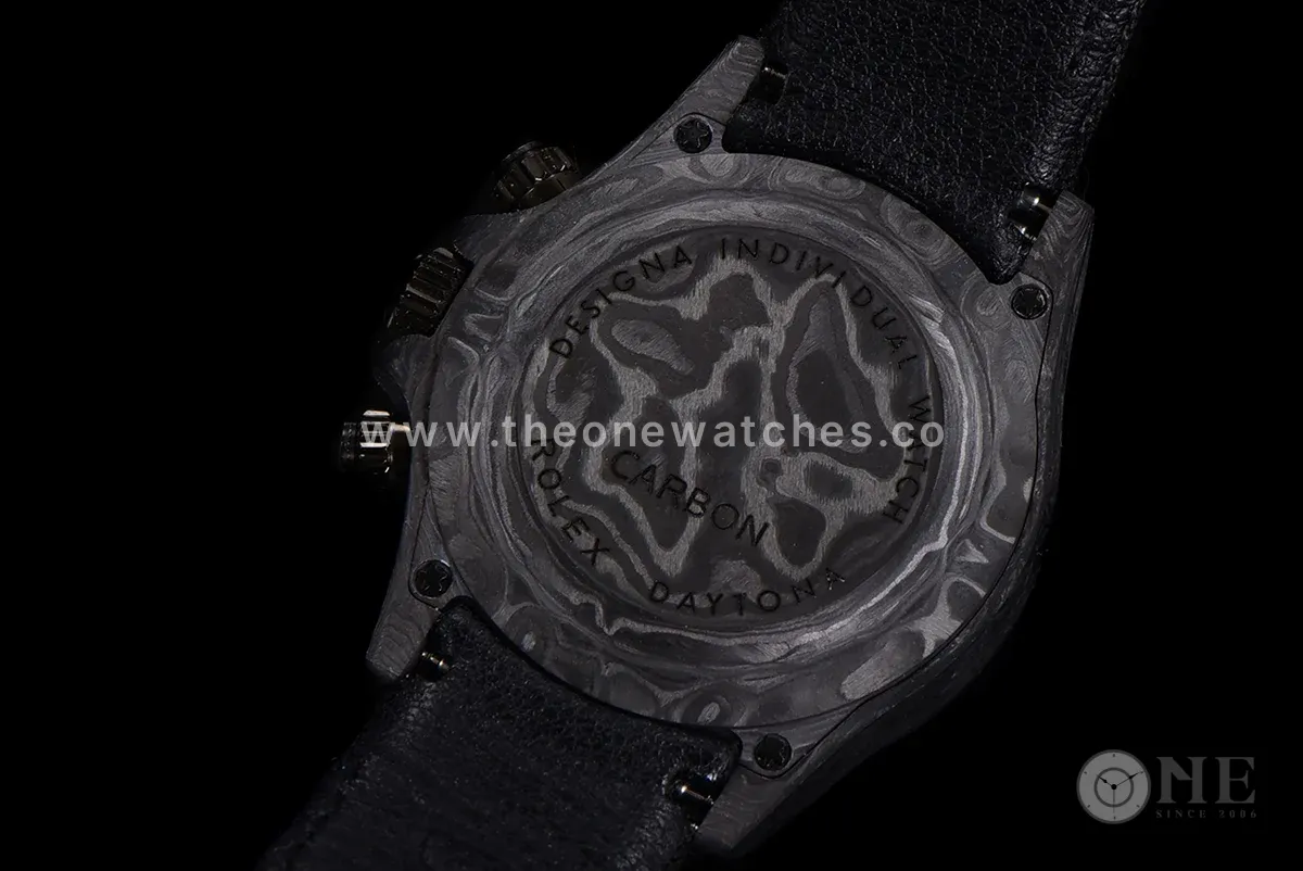 DIW Daytona Skeleton Dial in Carbon with Blue Hands on Black Nylon Strap