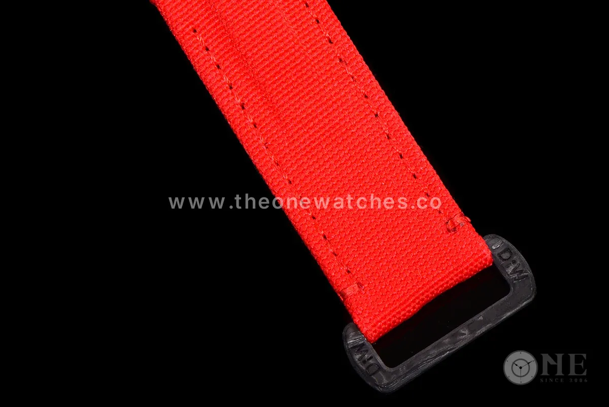 DIW Daytona Skeleton Dial in Carbon with Red Hands on Red Nylon Strap