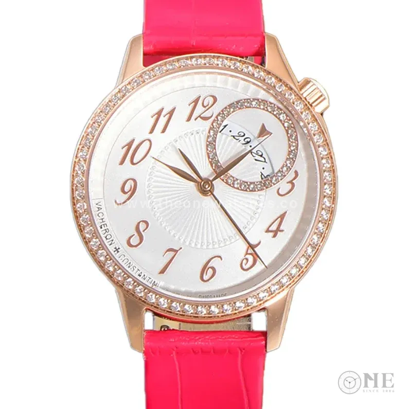Egerie Muse White Dial in Pink Gold on Pink Leather