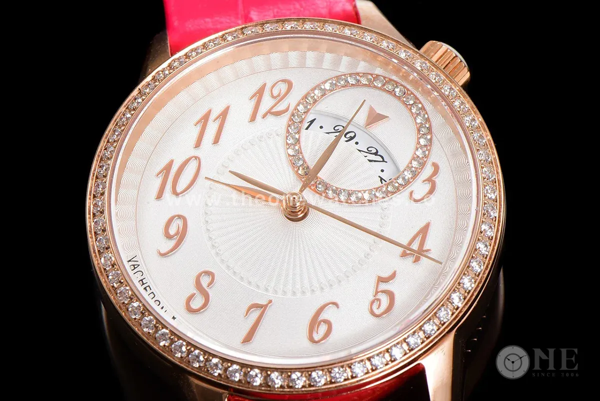 Egerie Muse White Dial in Pink Gold on Pink Leather