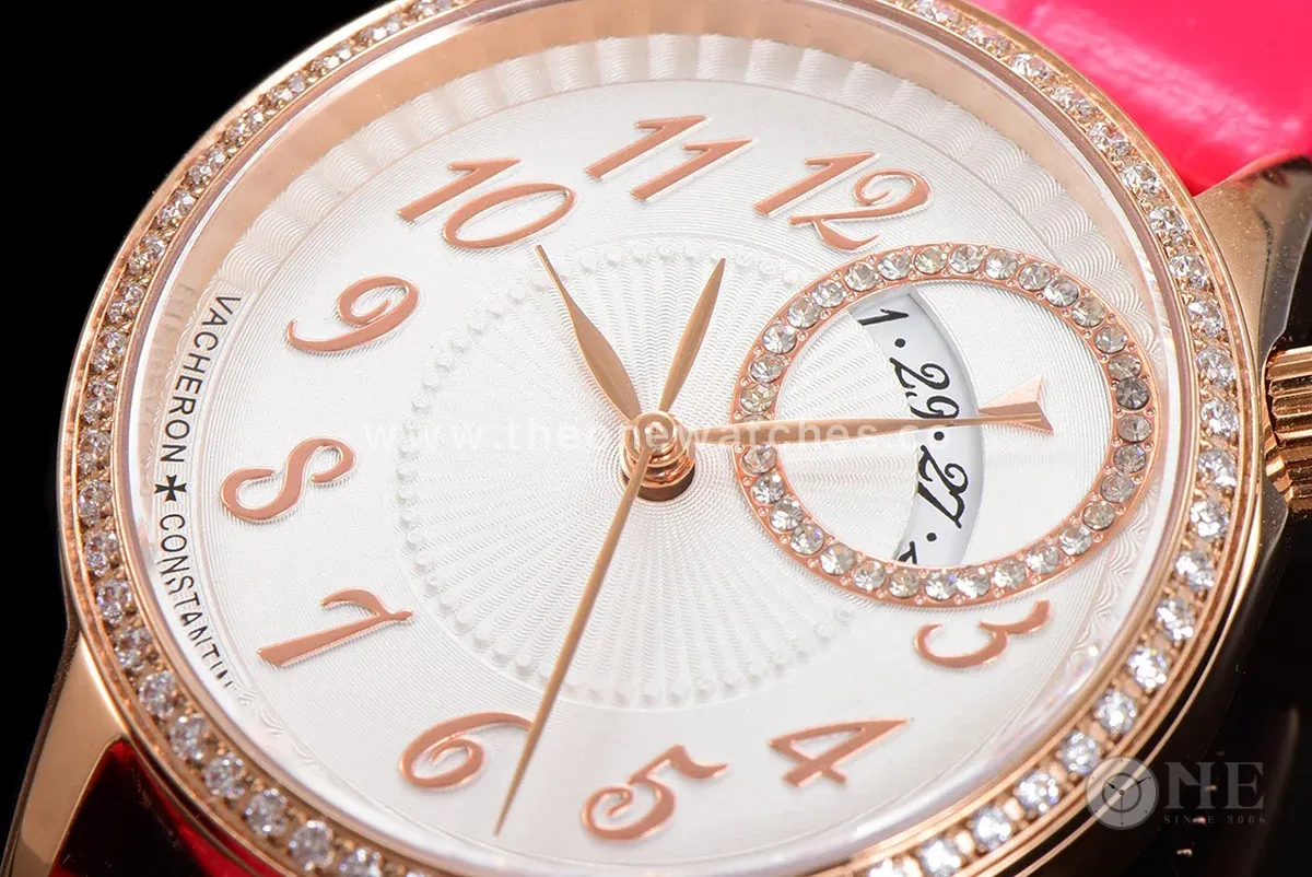 Egerie Muse White Dial in Pink Gold on Pink Leather