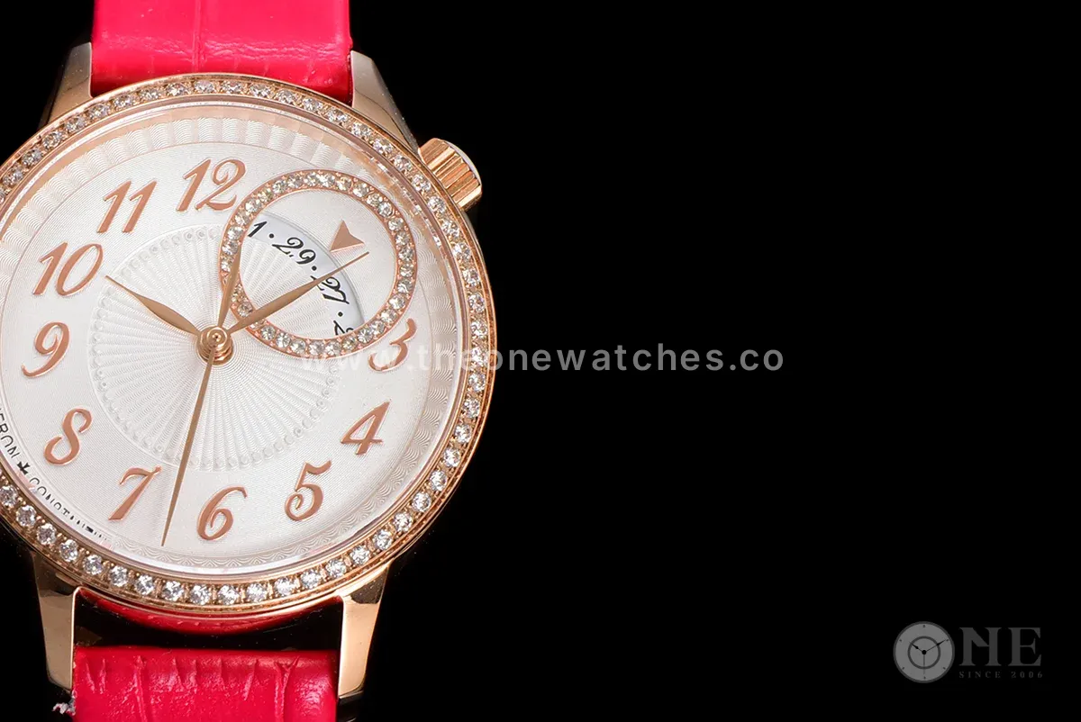 Egerie Muse White Dial in Pink Gold on Pink Leather