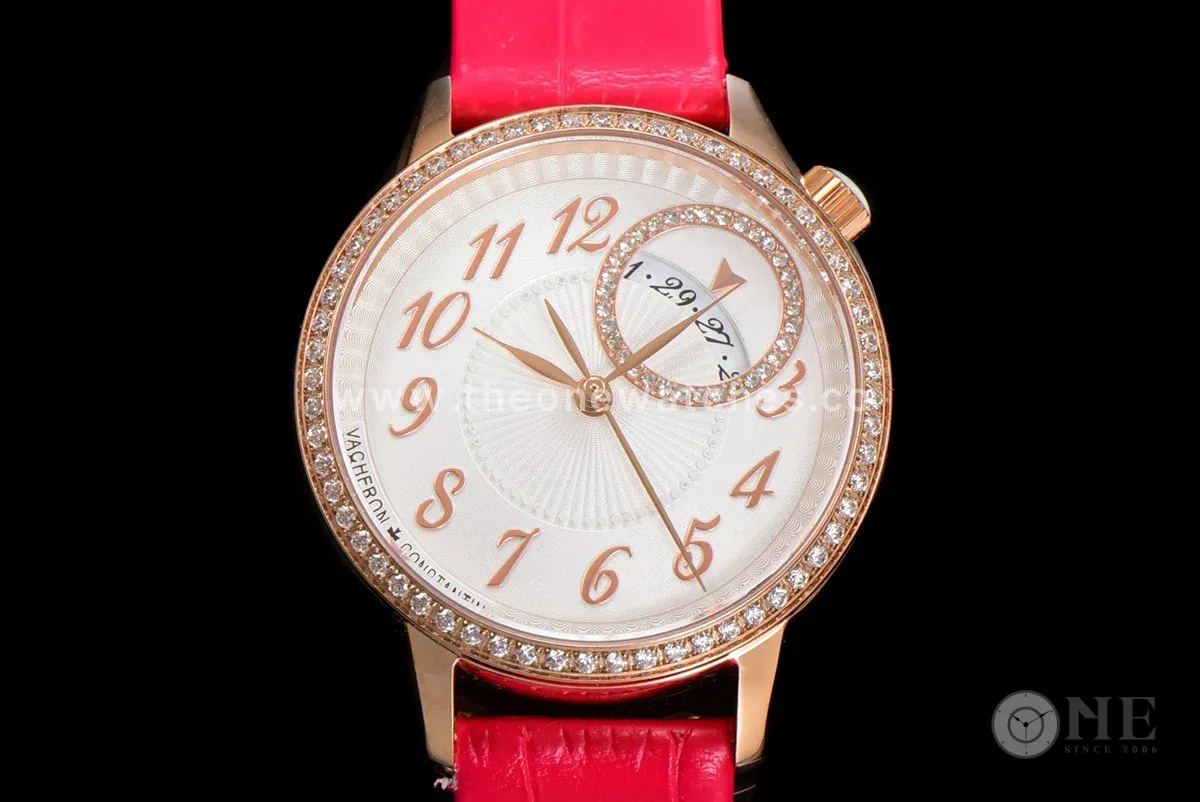 Egerie Muse White Dial in Pink Gold on Pink Leather