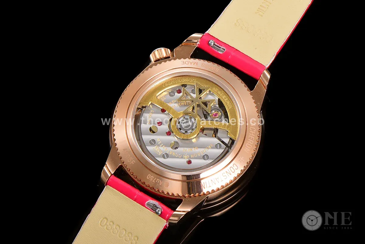 Egerie Muse White Dial in Pink Gold on Pink Leather