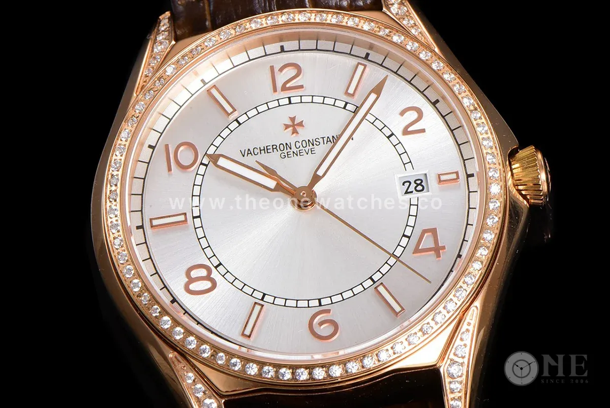 Fiftysix Silver Dial with Diamond Bezel in Pink Gold Ref: 4600E