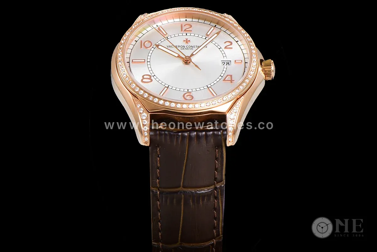 Fiftysix Silver Dial with Diamond Bezel in Pink Gold Ref: 4600E