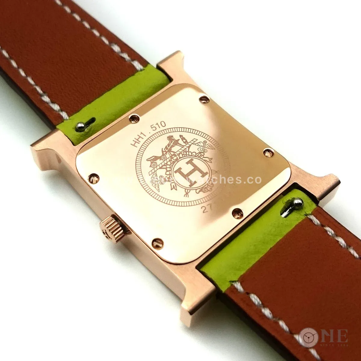 Heure H Rose Gold on Green Epsom Leather Strap