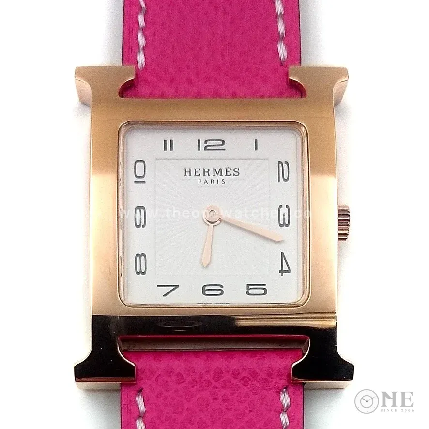 Heure H Rose Gold on Pink Epsom Leather Strap