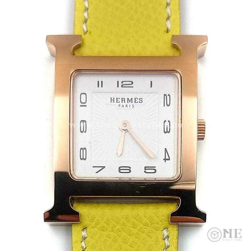 Heure H Rose Gold on Yellow Epsom Leather Strap