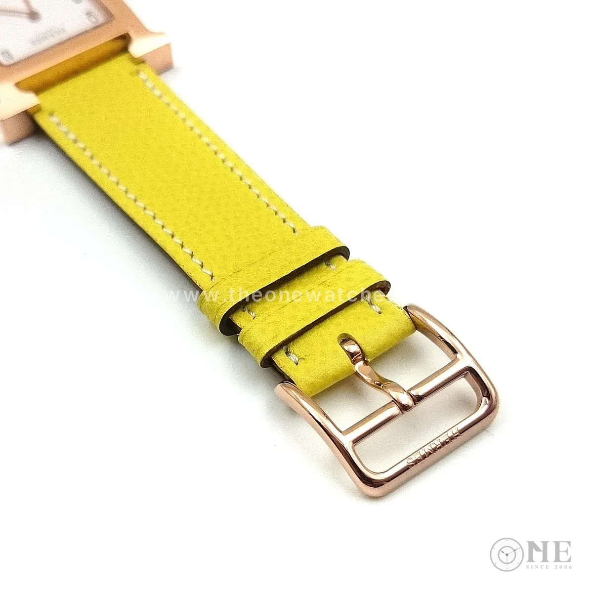 Heure H Rose Gold on Yellow Epsom Leather Strap