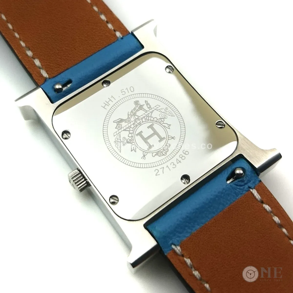 Heure H Steel with Diamond Bezel and Markers on Light Blue Epsom Leather Strap