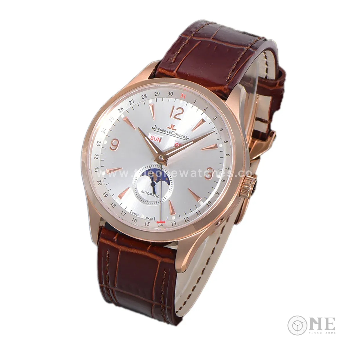 Master Calendar Silver Dial in Rose Gold on Brown Leather Strap