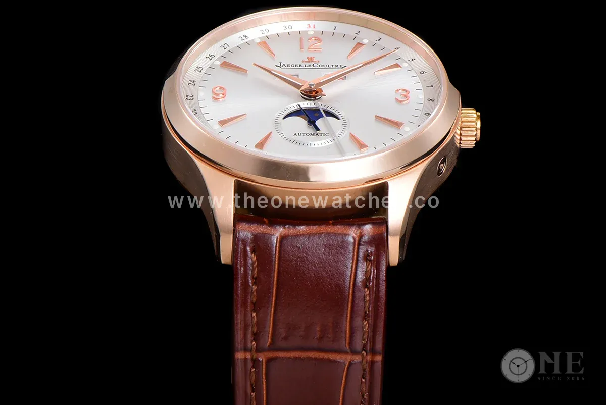 Master Calendar Silver Dial in Rose Gold on Brown Leather Strap